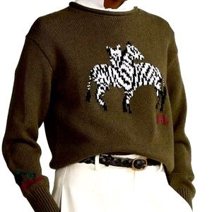 POLO by Ralph Lauren Zebra Sweater. XS MInt Condition. Rare.